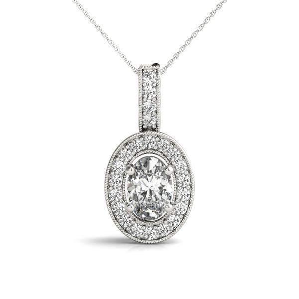 OVAL HALO MILLGRAIN PENDANT