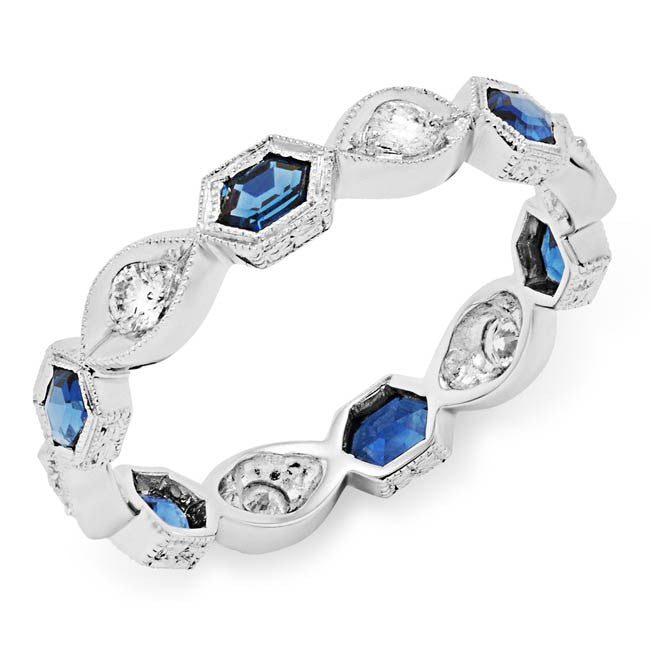 Diamond and Blue Sapphire Stackable Ring
