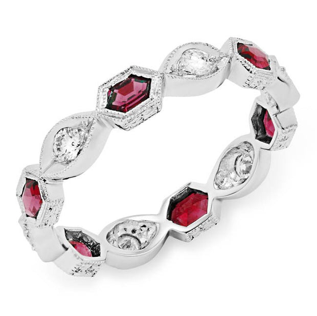 Diamond And Ruby Stackable Band