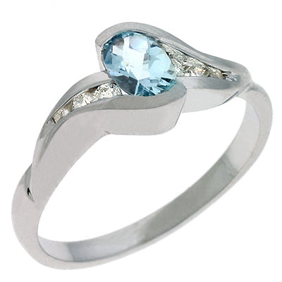 Aquamarine & Diamond Ring