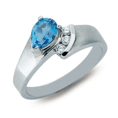 Blue Topaz & Diamond Ring