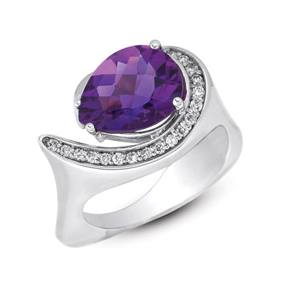 Amethyst. & Diamond Ring