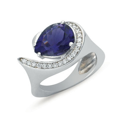 Iolite & Diamond Ring