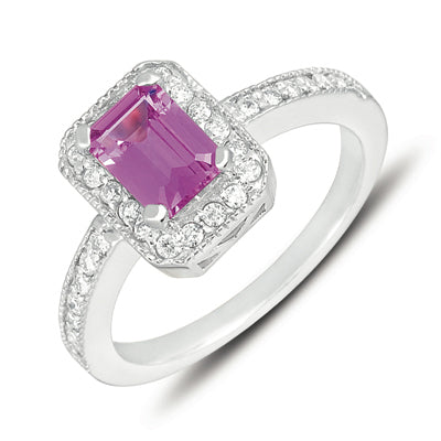 Pink Sapphire & Diamond Ring