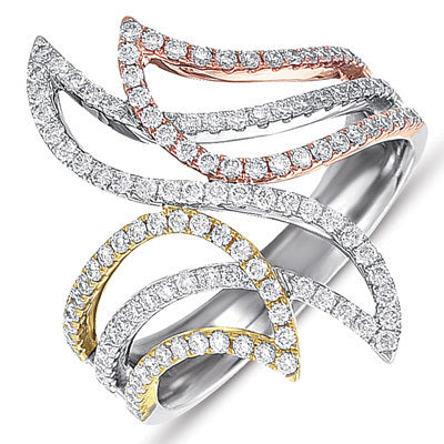 Tri Color M. Pave Ring