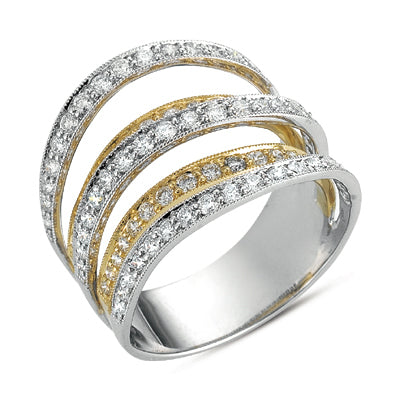 White & Yellow Gold Pave Ring