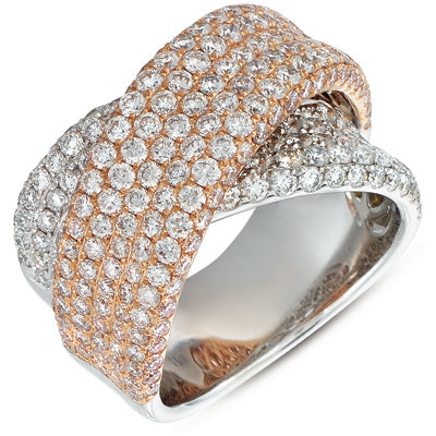 White & Rose Gold Pave Band