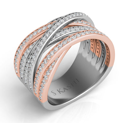 White & Rose Gold Pave Ring