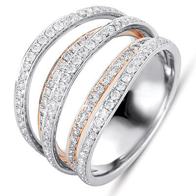 White & Rose Gold Pave Ring