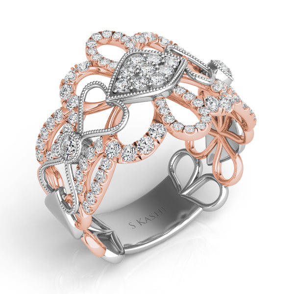 White & Rose Gold Pave Band