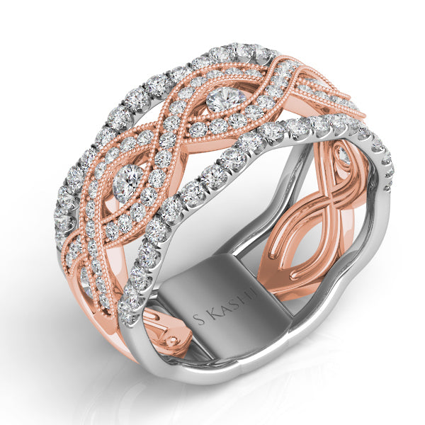 White & Rose Gold Pave Band