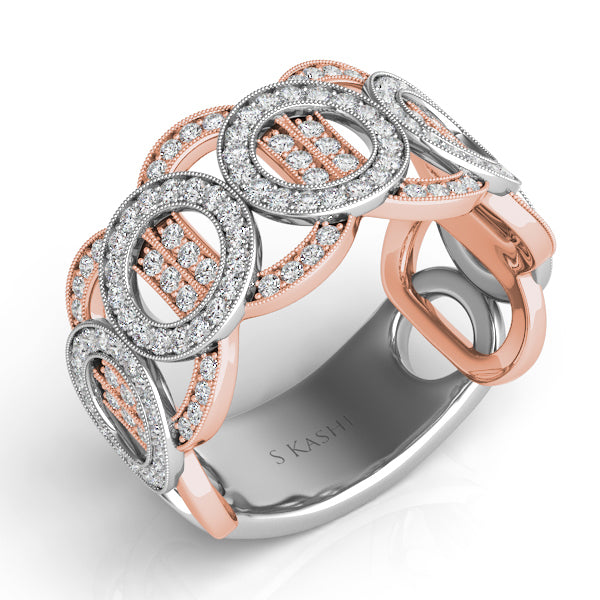 White & Rose Gold Pave Band