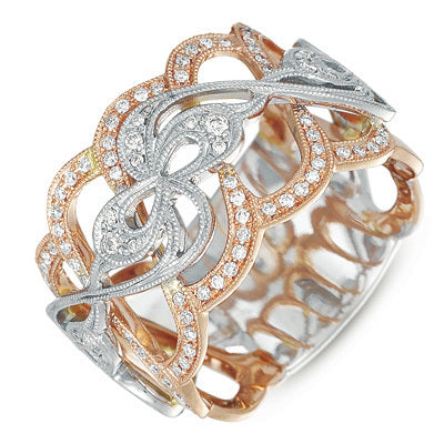 White & Rose Gold Pave Band