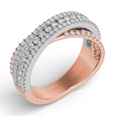 White & Rose Gold Pave Ring