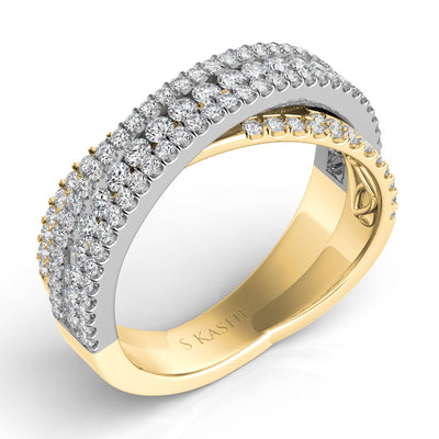 White & Yellow Gold Pave Ring