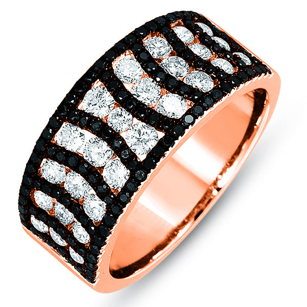 Rose Gold Black & White Diamond Ring