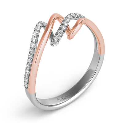 White & Rose Gold Pave Ring