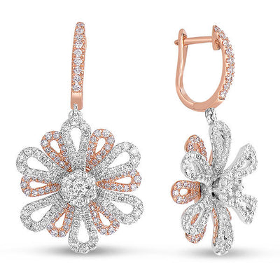 White & Rose Gold Diamond Earring