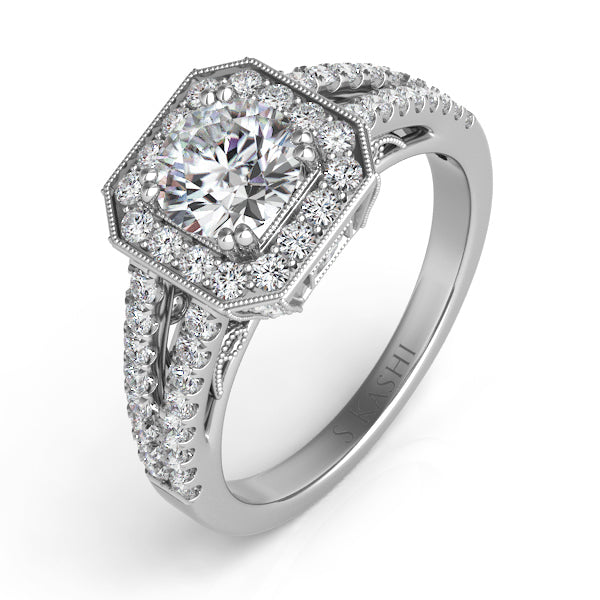 White Gold Pave Engagement Ring