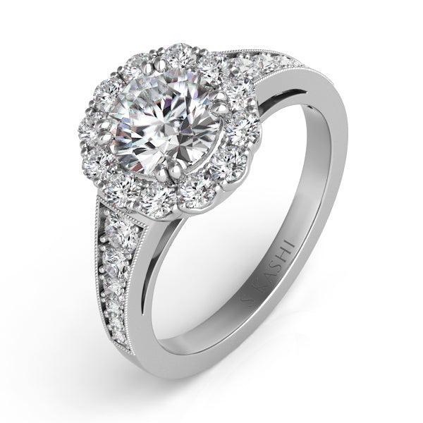 White Gold Halo Engagement Ring