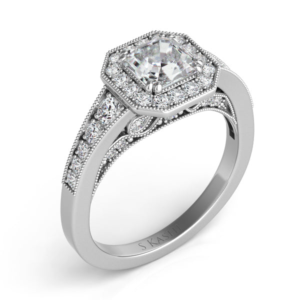 White Gold Pave Engagement Ring