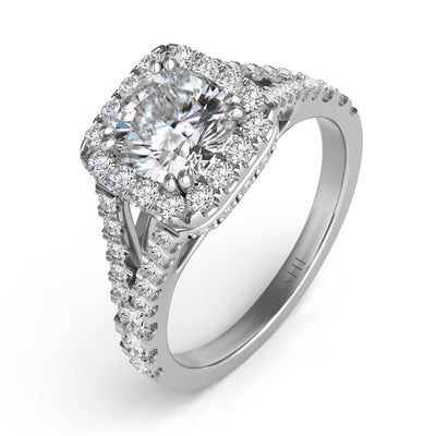 White Gold Pave Engagement Ring