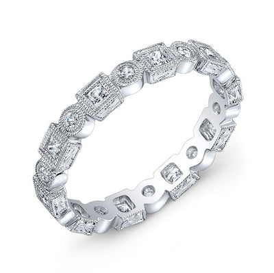 Engraved Bezel Set Diamond Ring