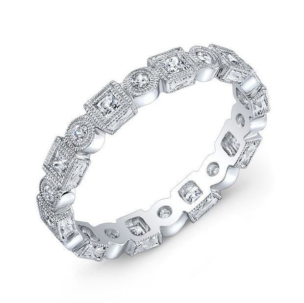 Engraved Bezel Set Diamond Ring