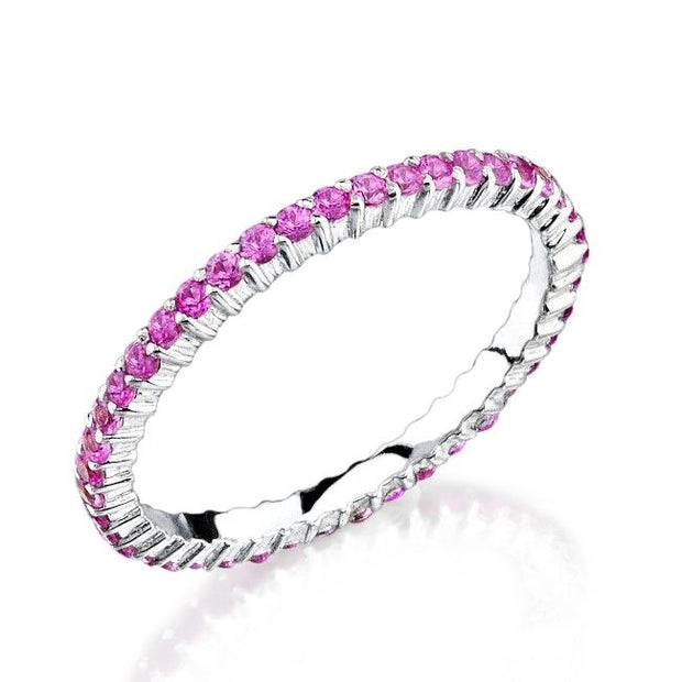 Petite Classic: Prong Set with an Eternity of Pink Sapphires