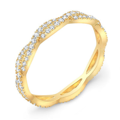 Stackable Yellow Gold Diamond Wedding Ring