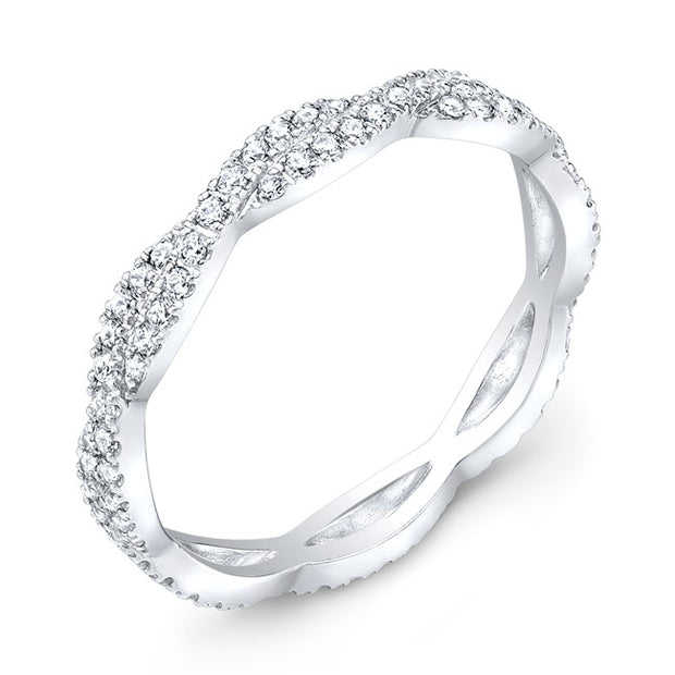 Stackable Diamond Twist Wedding Ring, Shared Prong Set