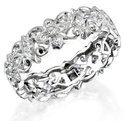 Eloquently Mill Grained Diamond Stackable Ring
