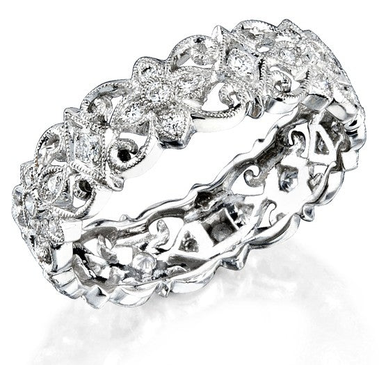 Eloquently Mill Grained Diamond Stackable Ring