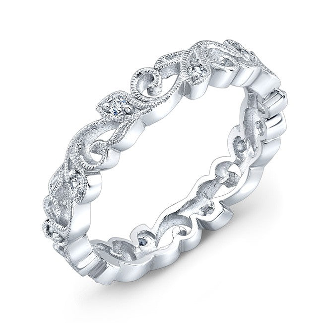 Natures Inspiration, Nature Flows in this Organic Vine Design, Set with Round Brilliant Cut Diamonds in18K White Gold