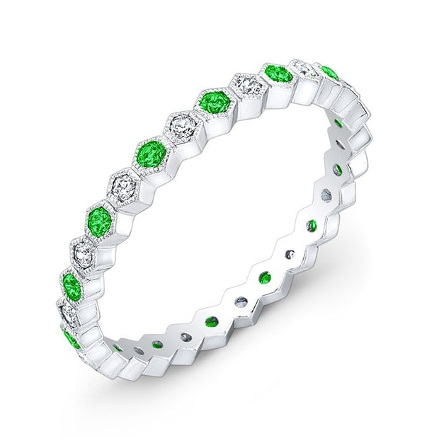 Stackable Diamond And Tsavorite Ring