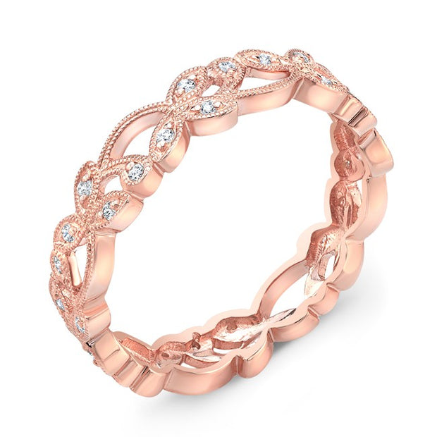 Natures Inspiration, Nature Flows in this Organic Floral Design, Set with Round Brilliant Cut Diamonds in 18K Rose Gold