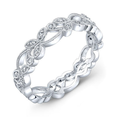 Natures Inspiration, Nature Flows in this Organic Floral Design, Set with Round Brilliant Cut Diamonds in18K White Gold