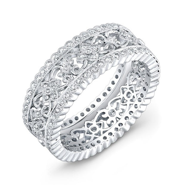 Engraved, Micro Pave Diamond Ring