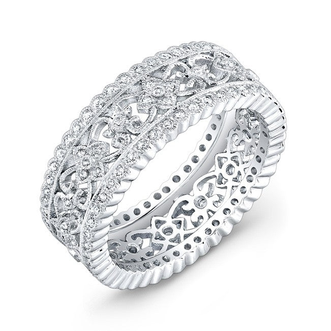 Engraved, Micro Pave Diamond Ring