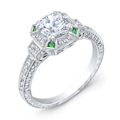 Diamond & Emerald Engagement Ring